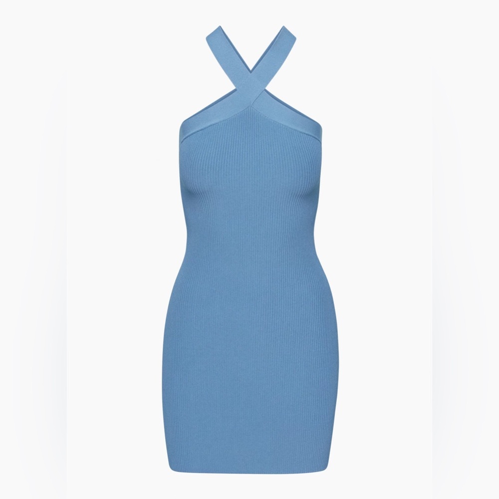 Blue Aritzia Babaton Sculpt Knit Criss Cross Dress